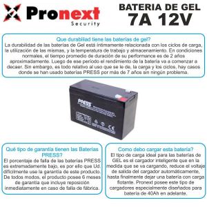 BATERIA DE GEL 12V 7 AH CON CARGADOR DE 12V 1.4 AH C/ CORTE AUTOMATICO PRONEXT - Vista 3