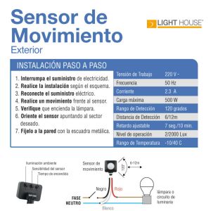 SENSOR DE MOV. EXTERIOR LIGHT HOUSE - Vista 2
