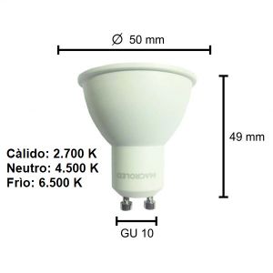 LAMPARA DICROICA LED 7W GU10 DE PVC MACROLED - Vista 7