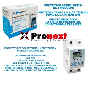 PROTECTOR DE TENSION RIEL DIN DIGITAL 63AMP RIEL DIN PRONEXT - Vista 5