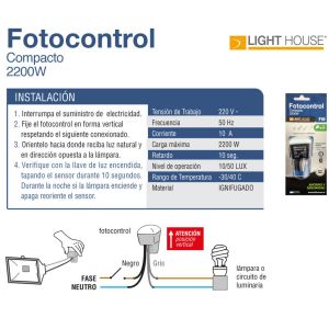 FOTOCONTROL 4 CABLES 2500 W COMPACTO LIGHT HOUSE - Vista 3