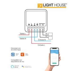 INTERRUPTOR WIFI HASTA 2200 W 10A LIGHT HOUSE - Vista 4