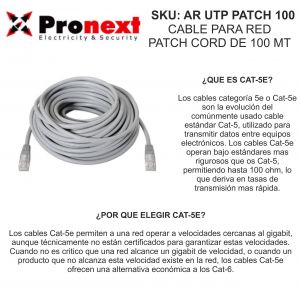 CABLE PARA RED PATCH CORD DE 100 METROS UTP PRONEXT - Vista 3