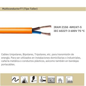CABLE TIPO TALLER 2X1.5 MM X METRO NARANJA EPUYEN - Vista 3