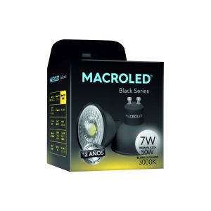 LAMPARA DICROICA NEGRA LED 7W GU10 DE PVC MACROLED - Vista 2