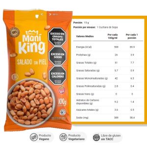 MANI SALADO MANI KING SIN PIEL 100 GR - Vista 2