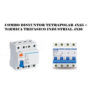 COMBO DISYUNTOR TETRAPOLAR 4X25 + TéRMICA TRIFASICO INDUSTRIAL 4X16A - Vista 2