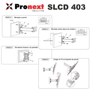 SOPORTE LCD SLCD403 DE 15" A 40" BRAZO EXTEN. C/ INCLINACION PRONEXT - Vista 4