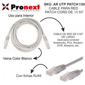 CABLE PARA RED PATCH CORD DE 15 METROS UTP PRONEXT - Vista 2