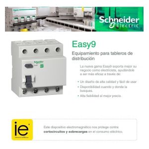 DISYUNTOR DIFERENCIAL TETRAPOLAR 4X25A 30MA E9 SCHNEIDER - Vista 1
