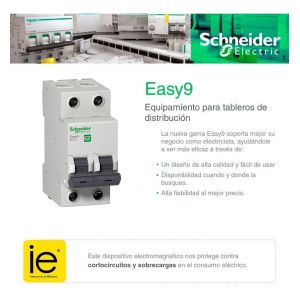 INTERRUPTOR TERMOMAGNETICO 2X20 SCHNEIDER - 4.5KA CURVA C E9 - Vista 2