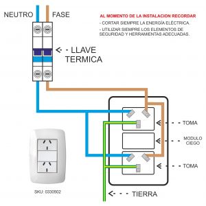 SET ARMADO LINEA DUNA 1 TOMA DOBLE 10A EXULTT - Vista 3