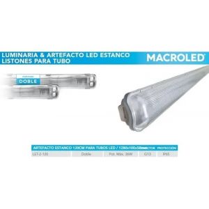 LUMINARIA ESTANCO P/ 2 TUBOS LED DE 18W 1.20 MTS MACROLED - Vista 4