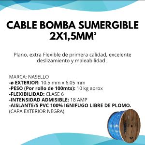CABLE BOMBA SUMERGIBLE 2X1.5 MM X METRO CONDUELEC - Vista 3