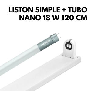 LISTON SIMPLE + 1 TUBO NANO 18 W 120 CM CALIDO - Vista 2