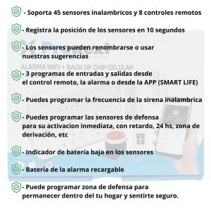 KIT 3 ALARMA DOMICILIARIA INALAMBRICA WIFI + FREE APP CELULAR + GOOGLE HOME - Vista 9