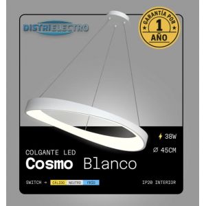 LAMPARA COLGANTE LED ACERO BLANCO 38W COSMO DISEÑO MINIMALISTA LEUK - Vista 4