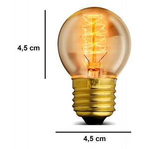 FOCO LAMPARA VINTAGE G45 ESPIRAL CANDELA FILAMENTO LUZ BLANCO CALIDO - Vista 3