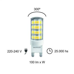 LAMPARA BIPIN 4.5W G9 220V MACROLED - Vista 6