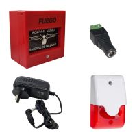 ALARMA DE INCENDIO CON SIRENA PARA INTERIOR Y PULSADOR