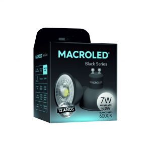 LAMPARA DICROICA NEGRA LED 7W GU10 DE PVC MACROLED - Vista 6
