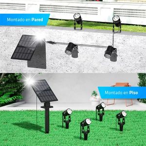 2 ESTACAS LED 2W FRíA + PANEL SOLAR CANDELA 7384 REDONDA NEGRO - Vista 7