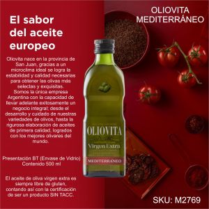 ACEITE DE OLIVA OLIOVITA MEDITERRANEO BT 500 ML X 12 UNIDADES - Vista 3