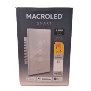 LLAVE LUZ PARED INTERRUPTOR WIFI TOUCH SMART 3 CANAL C/ CAPACITOR 7A MACROLED ROMA - Vista 6