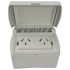 TAPA CAPSULADA EXTERIOR RIGIDA APLICAR + TOMACORRIENTE DOBLE ESPECIAL EXULTT - Vista 1