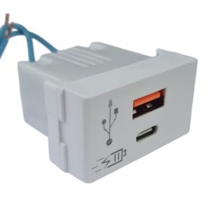CARGADOR USB JELUZ VERONA DOBLE CONECTOR USB "C" + USB "A" 5V 3A (CARGA RAPIDA) BLANCO