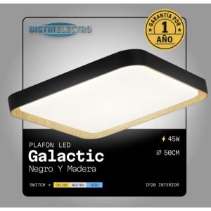 PLAFON LED ACERO NEGRO Y MADERA 45W GALACTIC DISEÑO CUADRADO MODERNO LEUK - Vista 3