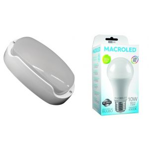 TORTUGA EXTERIOR BLANCO STAR BOX + LAMPARA 9.5W FRIA E27 MACROLED - Vista 2