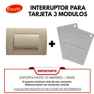 SET ARMADO INTERRUPTOR PARA TARJETA 3 MODULOS LINEA PLEIN ENIGMA BEIGE EXULTT - Vista 2