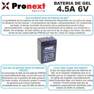 BATERIA DE GEL DE 6V 4.5 AH PRESS - Vista 3