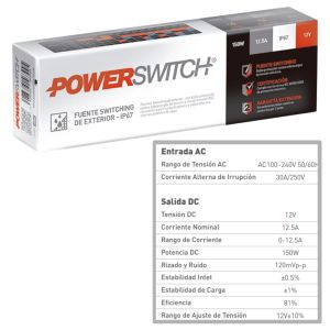 FUENTE LED SWITCHING 12V 12.5A 150W IP67 POWER SWITCH - Vista 5