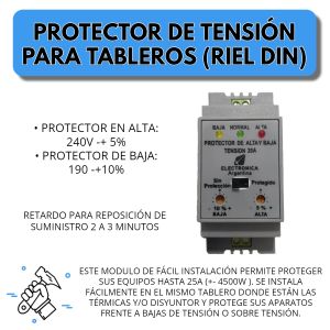 PROTECTOR DE ALTA Y BAJA TENSION PARA RIEL DIN 25A - Vista 3
