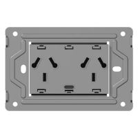 BASTIDOR METALICO TOMACORRIENTE BI-NORMA DOBLE + 1 USB-C MILAN MACROLED (SIN FRENTE)