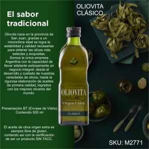 ACEITE DE OLIVA OLIOVITA CLASICO BT 500 ML X 6 UNIDADES - Vista 3
