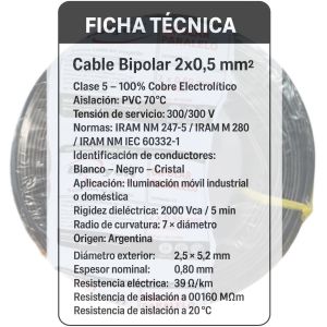CABLE BIPOLAR 0.50 MM X 100 METROS EPUYEN - Vista 7