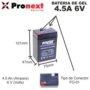 BATERIA DE GEL DE 6V 4.5 AH PRESS - Vista 2