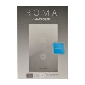 LLAVE LUZ PARED INTERRUPTOR WIFI TOUCH SMART 2 CANAL C/ CAPACITOR 7A MACROLED ROMA - Vista 5