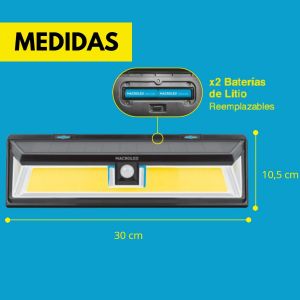 ARTEFACTO SOLAR DE PARED 10W CON SENSOR DE MOVIMIENTO 2 FUNCIONES IP65 MACROLED - Vista 10