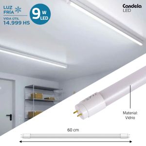 TUBO LED T8 VIDRIO 9W FRIO 60 CM CANDELA - Vista 4