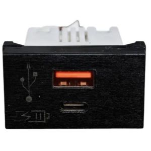 CARGADOR USB JELUZ PLATINUM DOBLE CONECTOR USB "C" + USB "A" 5V 3A (CARGA RAPIDA) NEGRO - Vista 1