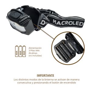 LINTERNA LED PRO MINERO 3W COB 120LM MACROLED - Vista 6