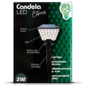 ESTACAS SOLARES LED 2W FRíA EXTERIOR CANDELA 7386 CUADRADA NEGRO - Vista 4