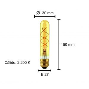 LAMPARA TUBO GOLDEN FILAMENTO LED 5W E27 MACROLED - Vista 2