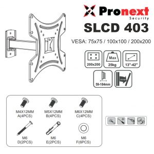 SOPORTE LCD SLCD403 DE 15" A 40" BRAZO EXTEN. C/ INCLINACION PRONEXT - Vista 3