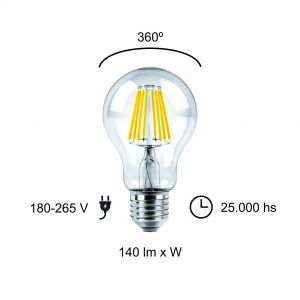 LAMPARA BULBO FILAMENTO LED 8W E27 MACROLED - Vista 6