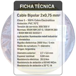 CABLE BIPOLAR BAFLE AUDIO BICOLOR ROJO Y NEGRO 0.75MM X 100 MTS EPUYEN - Vista 4